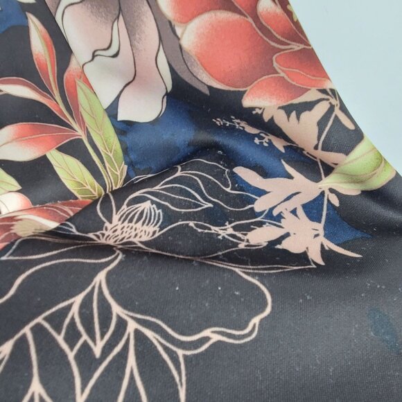 Roz & Ali Navy Blue and Floral Print Cutout Front Pleated Skirt Dress Size 10 - Picture 7 of 8